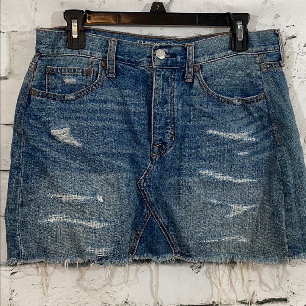 American Eagle distressed denim mini skirt